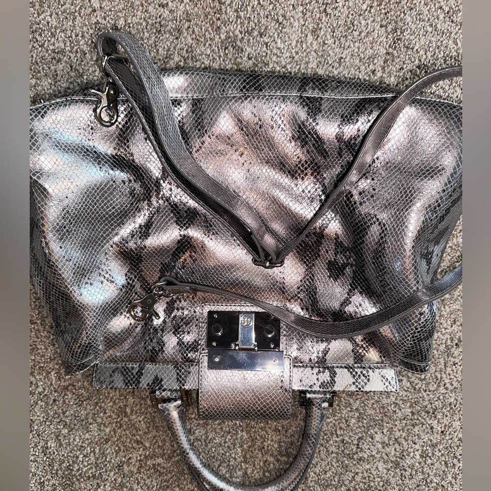 Tory Burch, Silver Python, Leather Crossbody/Hand… - image 3